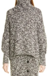 Adam Lippes Wool Boucle Turtleneck Sweater Chocolate Brown In Brown Multi