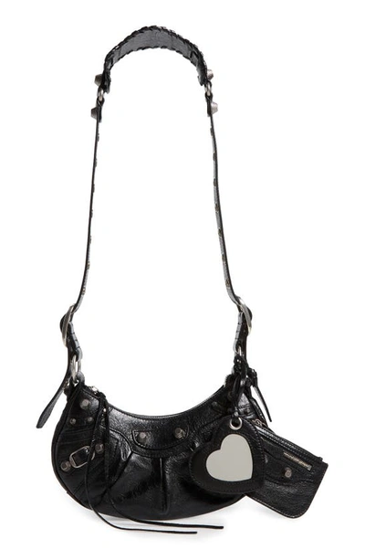 Balenciaga 'le Cagole' Extra Small Leather Shoulder Bag In Black