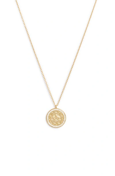 Argento Vivo Sterling Silver Star Coin Pendant Necklace In Gold