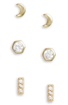 ARGENTO VIVO STERLING SILVER SET OF 3 STUD EARRINGS,127427GCZ