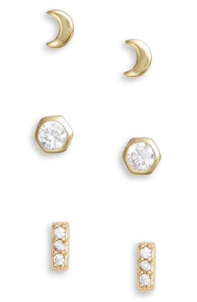 Argento Vivo Sterling Silver Set Of 3 Stud Earrings In Gold