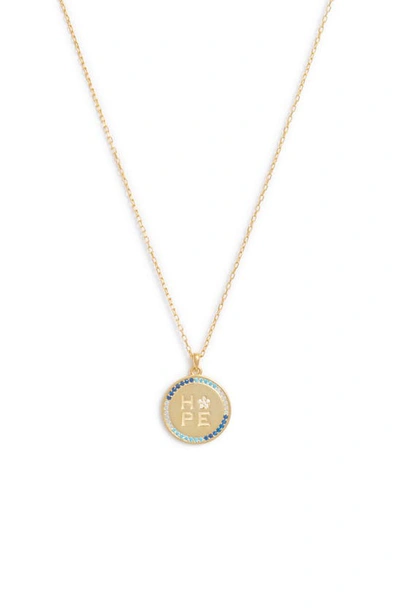 Argento Vivo Sterling Silver Hope Coin Pendant Necklace In Gold