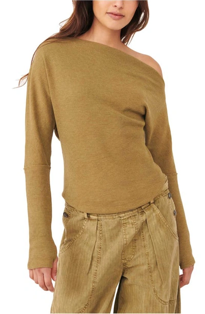 Free People Fuji Off The Shoulder Thermal Top In Earth Seed