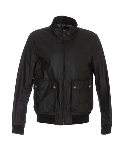 Belstaff Scouter Waxed Cotton-canvas Bomber Jacket In Black