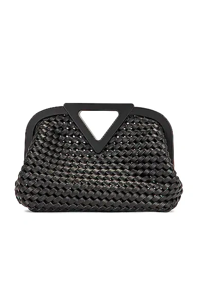 Bottega Veneta Point Slanted Intrecciato Triangle Top Handle Bag In Black/gold