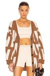 Valentino Intarsia Wool Knit Oversize Cardigan In Cammello & Avorio