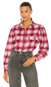 Isabel Marant Étoile Reosi Check Wool Blend Button-up Shirt In Pink