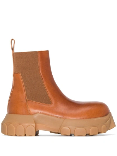 Rick Owens Brown Beatle Bozo Tractor Leather Boots
