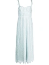 Jonathan Simkhai Bonnie Silk Lace Plisse Strapless Bustier Midi Dress In Blue