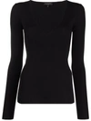 Rag & Bone Hudson Crewneck Long-sleeve Top In Blue/black