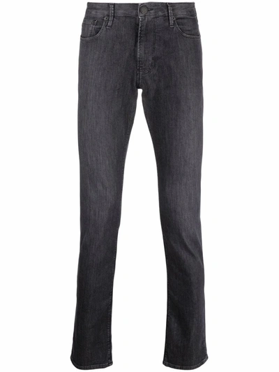 Emporio Armani Mid-rise Slim-cut Jeans In Schwarz