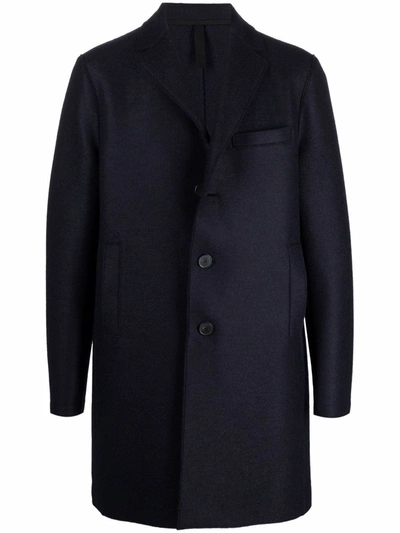 Harris Wharf London Single-breasted Wool Coat In Navy Blue