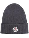 Moncler Classic Wool Beanie Hat In Grau