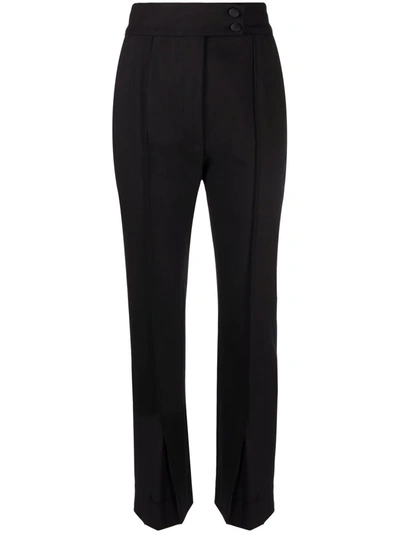 Dolce & Gabbana High-waisted Corduroy-detail Trousers In Schwarz