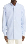 Drake's Button-down Collar Cotton Oxford Shirt In Blue