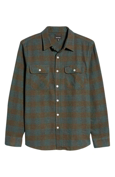 Brixton Bowery Check Flannel Button-up Shirt In Ocean