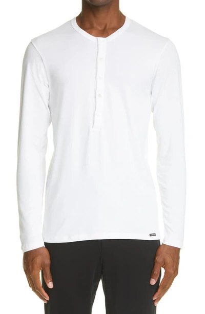 Tom Ford Ribbed Cotton-jersey Henley T-shirt In White