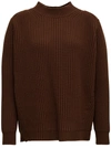 THE ANDAMANE BROWN RIBBED WOOL AND CASHMERE SWEATER