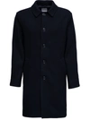 ASPESI SINGLE-BREASTED BLUE WOOL COAT