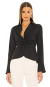 Cinq À Sept Mckenna Super Stretch Twisted-front Top In Black