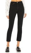 Re/done 90s High-rise Ankle Crop Distressed Skinny Jeans In Jet Blue Black
