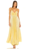 A.l.c Pleated Cross-strap Maxi Dress In Lemon