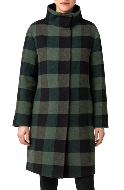 Akris Punto Buffalo Check Coat In 095-black-laurel