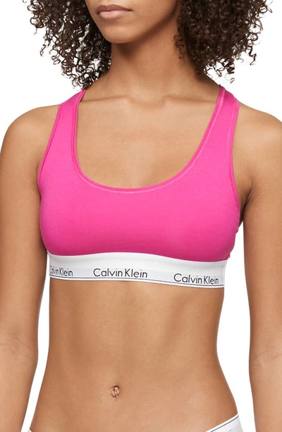 Calvin Klein Modern Cotton Collection Cotton Blend Racerback Bralette In Party Pink