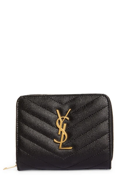 Saint Laurent Monogram Matelassé Leather Wallet In Black