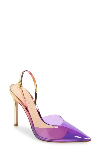 Gianvito Rossi Ribbon 105 Metallic Leather And Pvc Slingback Pumps In Purple,gold