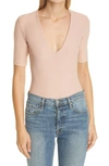 Alix Nyc Ludlow Deep V-neck Bodysuit In Sand