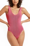 Bound By Bond-eye The Mara One-piece Swimsuit In Hot Pink Lurex
