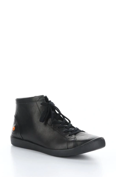 Softinos By Fly London Ibbi Lace-up Sneaker In Black Supple Leather