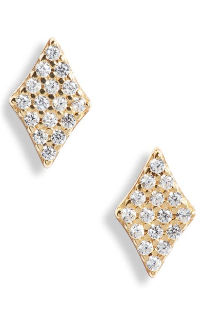 Argento Vivo Sterling Silver Cubic Zirconia Diamond Shape Stud Earrings In Gold