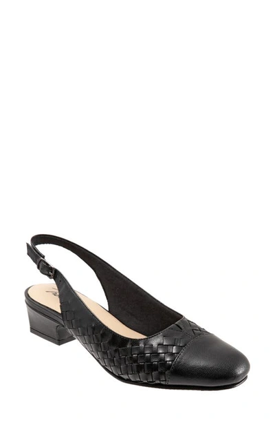 Trotters Dea Woven Slingback Pump In Black