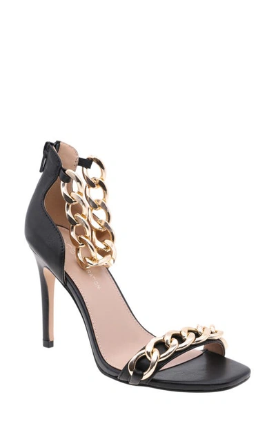 Bcbgeneration Isinna Chain Ankle Strap Sandal In Black Leather