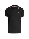 Moncler Tricolor Striped Polo Shirt In Black