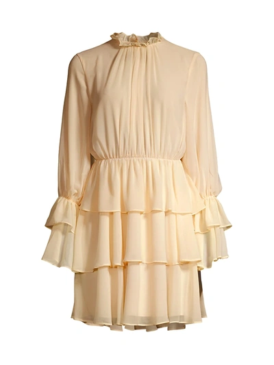 Fame And Partners Loring Tiered Minidress In Champagne