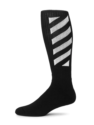 Off-white Diagonal Mid Length Socks In Black White ModeSens