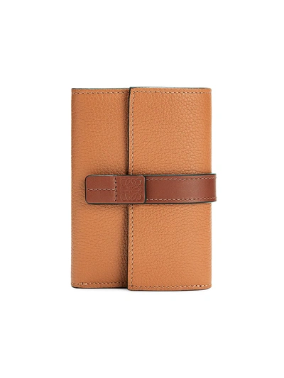 Loewe Small Trifold Flap Leather Wallet In Light Caramel