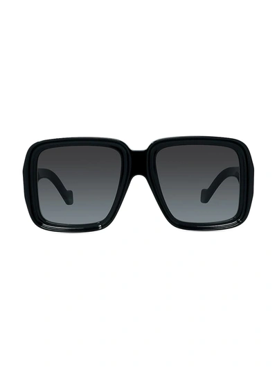 Loewe Women's Paula's Ibiza Geometric Sunglasses, 56mm In Shiny Black & Gradient Smoke