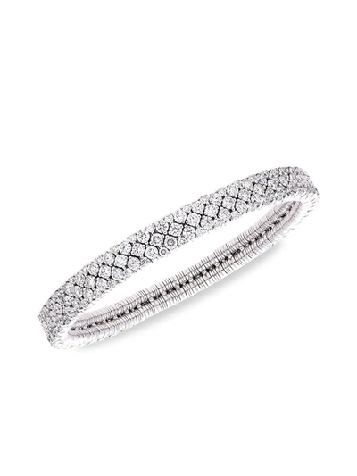 Roberto Demeglio 18k White Gold Cashmere Collection Stretch Bracelet With Diamonds