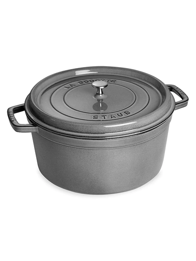 Staub 13.25-quart Cast Iron Round Cocotte In Grey