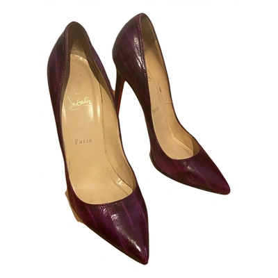 Pre-owned Christian Louboutin Pigalle Leather Heels In Purple