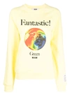 Msgm Fantastic Logo-print Crew Neck Sweatshirt In Gelb
