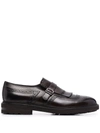HENDERSON BARACCO PERFORATED-DESIGN FRINGED MONK SHOES