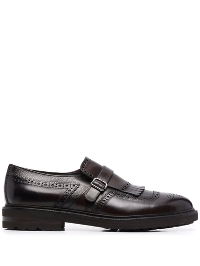 Henderson Baracco Perforated-design Fringed Monk Shoes In Braun