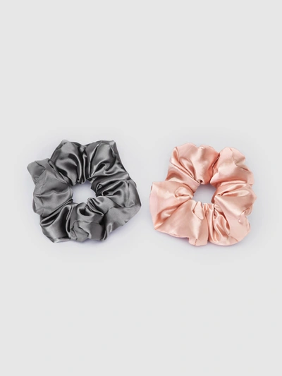 Kitsch The Satin Pillow Scrunchies In Blush Charcoal