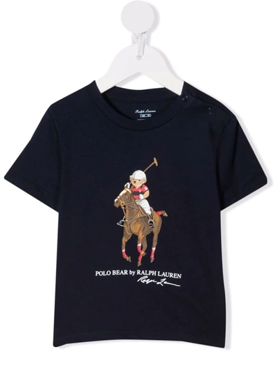 Ralph Lauren Babies' Polo Logo Crew-neck T-shirt In Blue