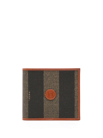 Pre-owned Fendi 1990s Pequin Stripe Bi-fold Wallet In Brown